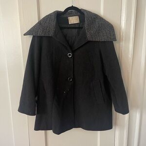 FLEURETTE Loro Piana Dark Gray Alpaca and Wool Pea Coat Made in the USA